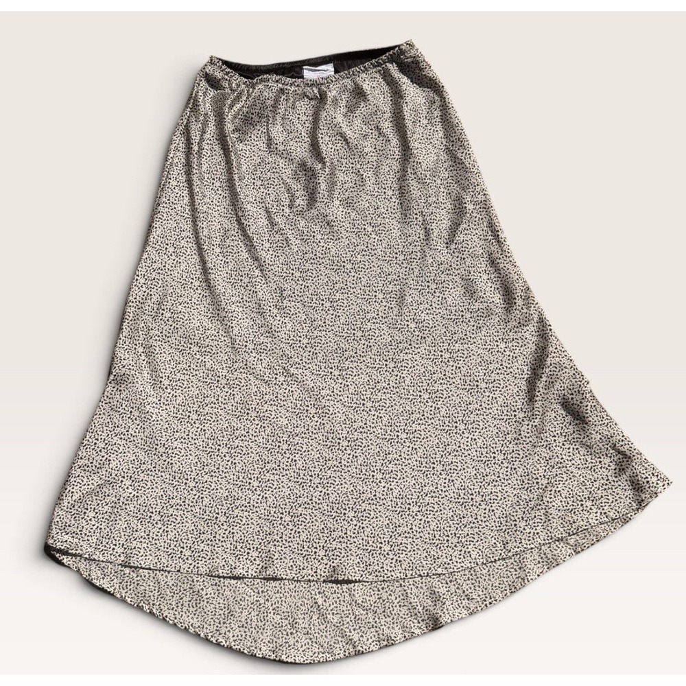 XS Black Cream Animal Print High Low Maxi Skirt Elastic Waist Y2K